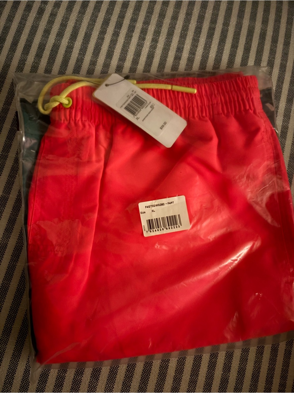 Guess Men’s Neon Coral Drawstring Swim Trunks
